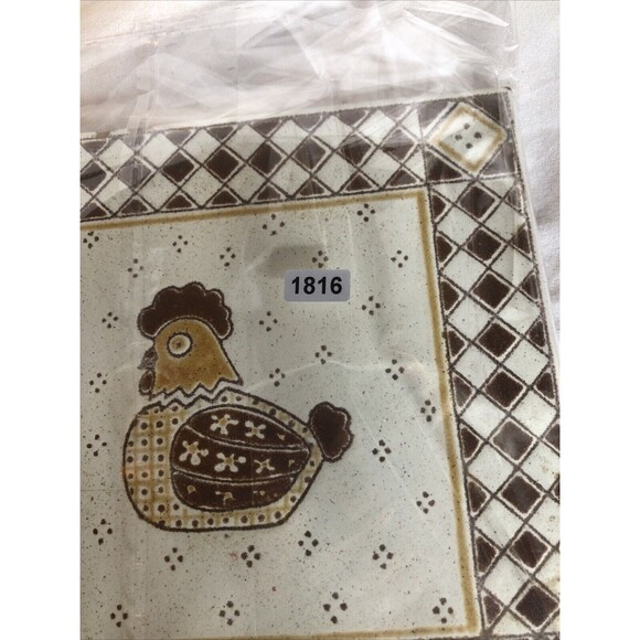 Beautiful Vintage Mirasol Italy Rooster  Chicken 🐓 Ceramic Square Tile Trivet - Picture 10 of 10